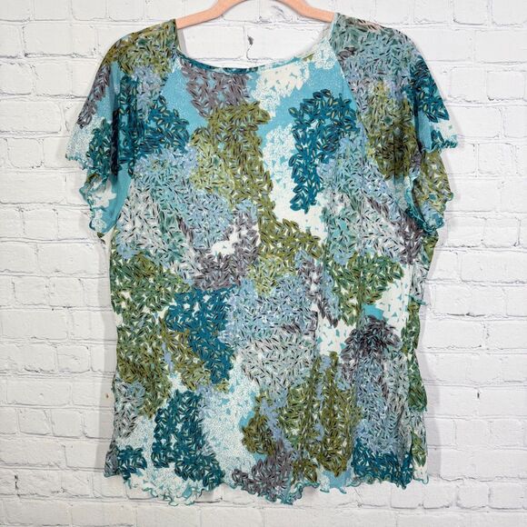 Fairy Ruffle Blouse Women Plus Size 2X Grunge Artsy Retro Layered Stretch Top - Picture 2 of 10